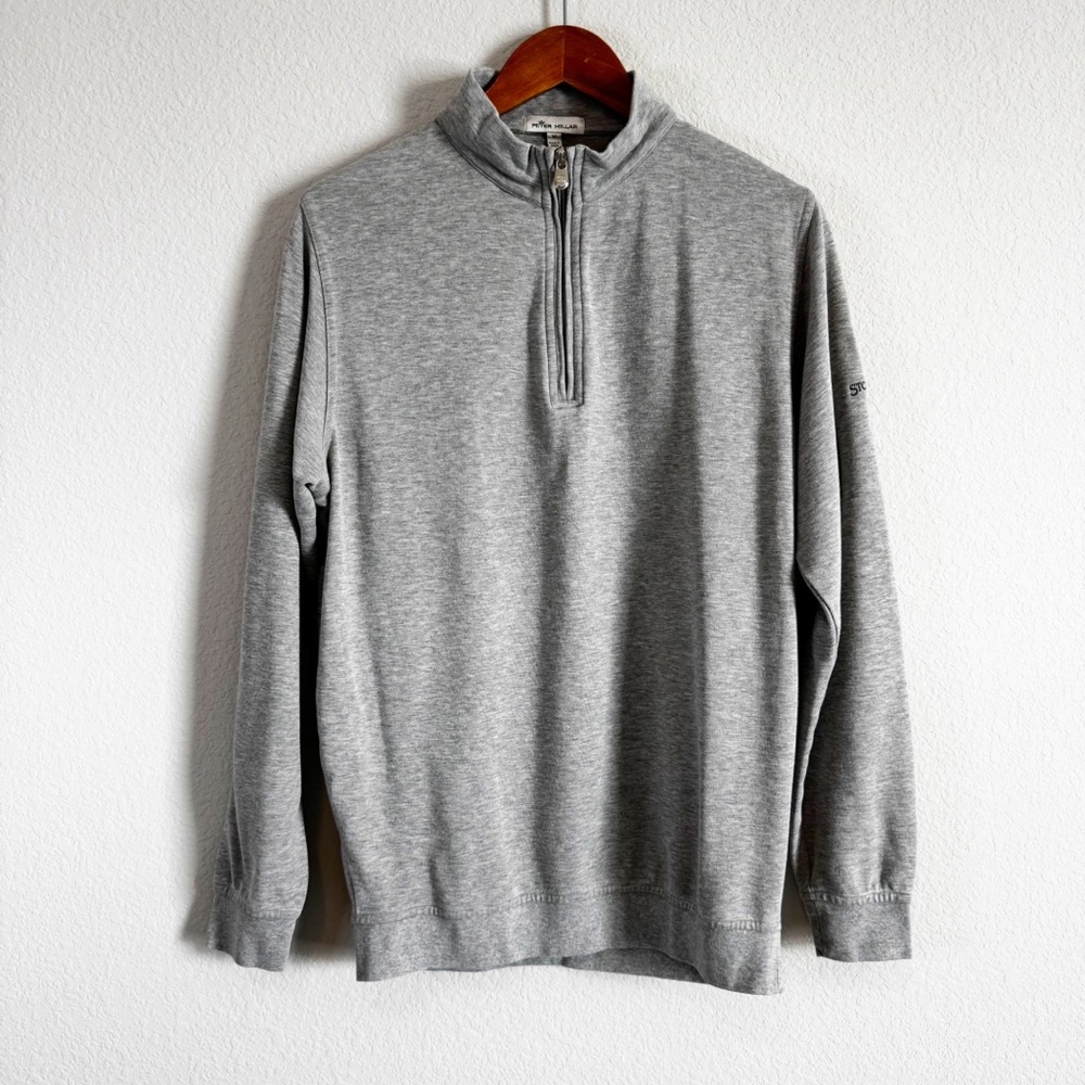 Peter Millar  Gray Crown Comfort Interlock 1/4 Zip Golf Stonebriar Pullover Sz M
